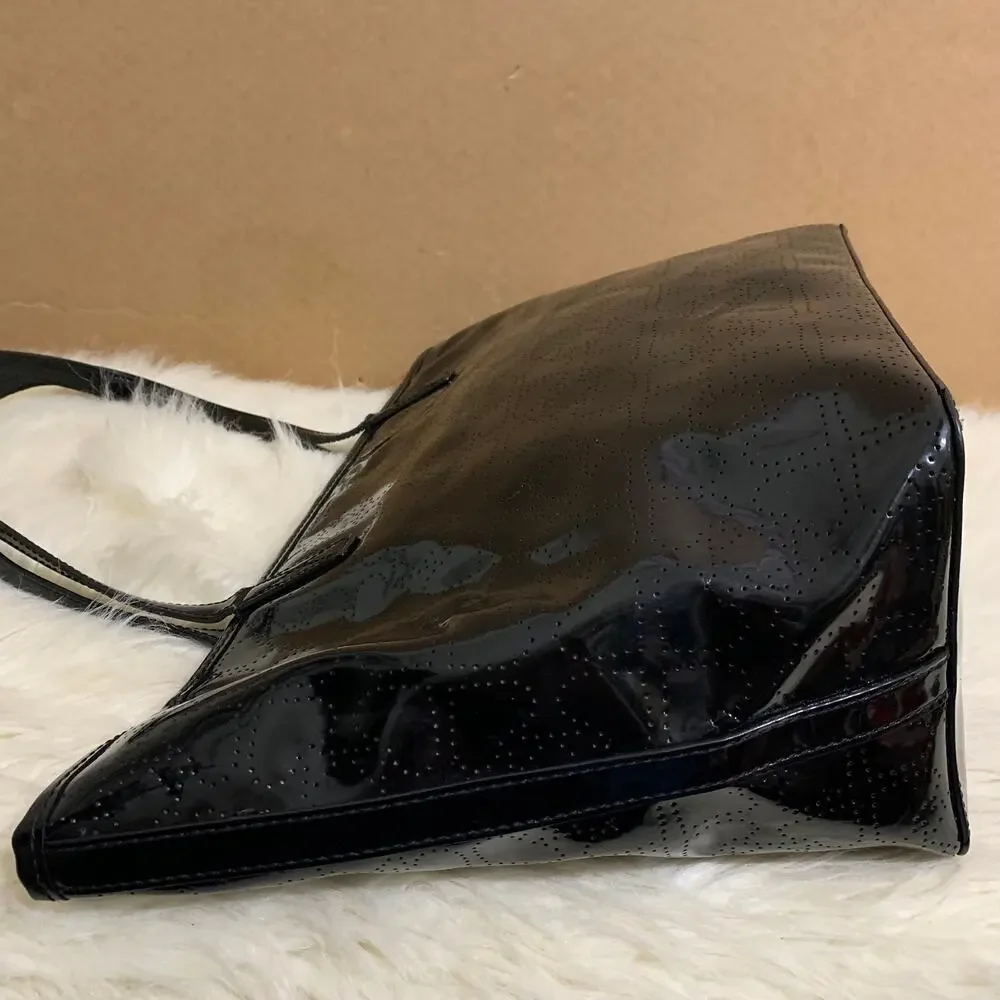 KATE SPADE HARMONY Metro Black Vinyl Perforated Heart Pattern Tote